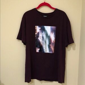 Express Unisex maroon Abstract Graphic Tee Size L excellent condition